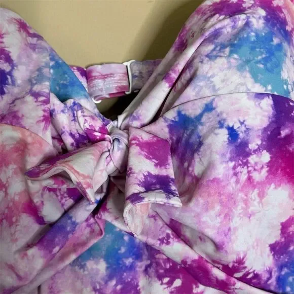 Torrid Women's Plus Size Tie-Dye Tankini Top Peplum Style Size 3X - Picture 3 of 11